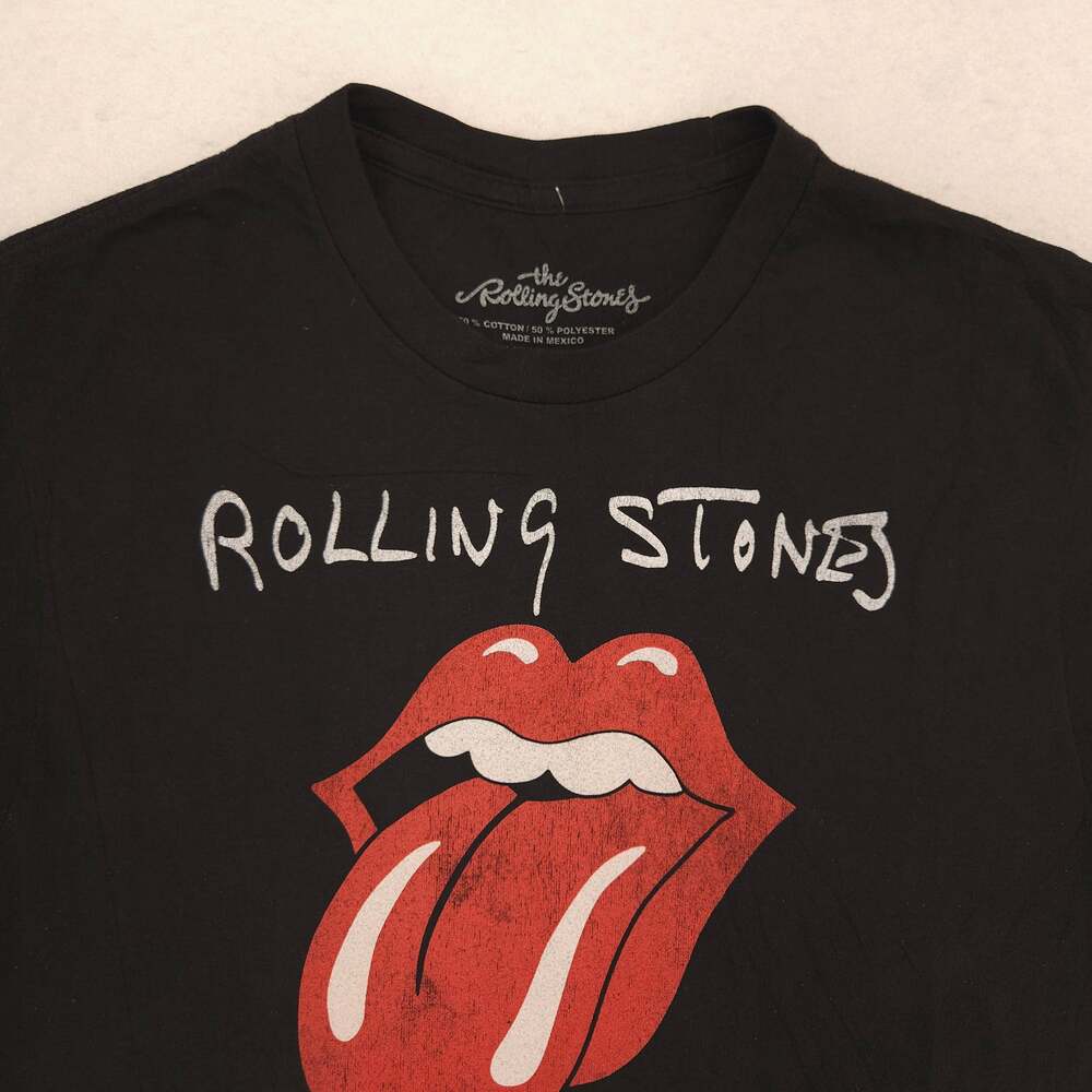 The Rolling Stones 1975 US Tour Band Crew Neck T Shirt Mens Size Medium M Black